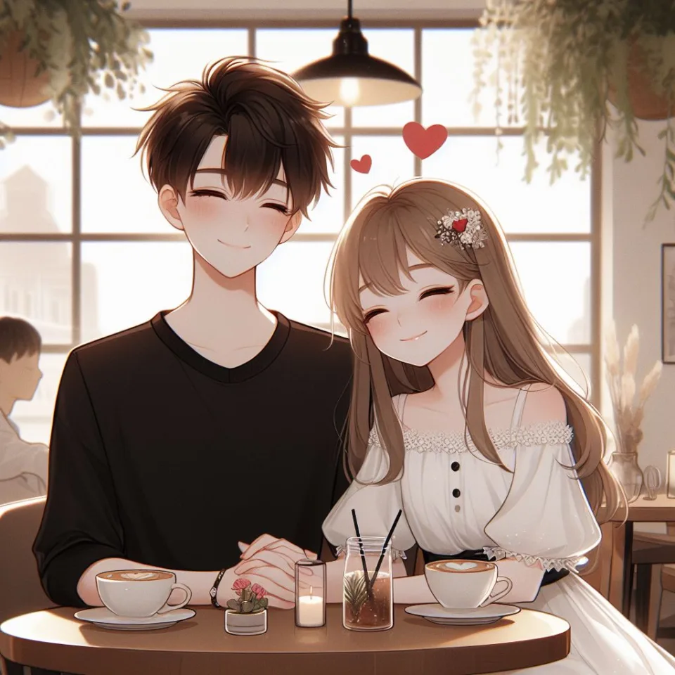 beautiful couple in cafe love couple images with love vibes in city and parpose eachother in the cafe table and enjoy the food ()