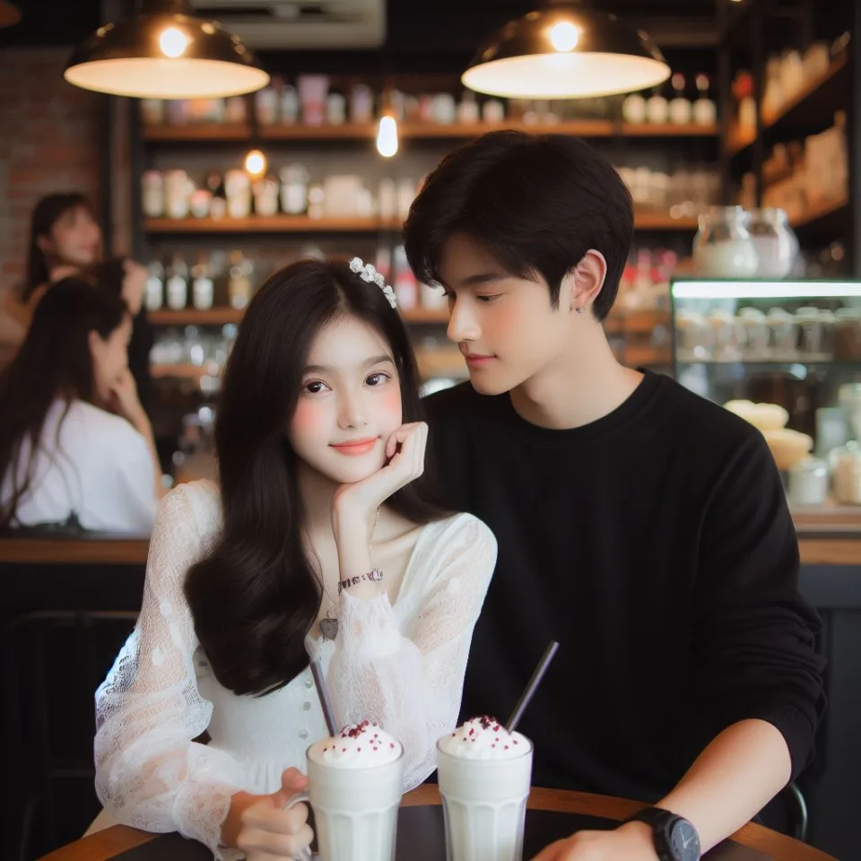 beautiful couple in cafe love couple images with love vibes in city and parpose eachother in the cafe table and enjoy the food ()