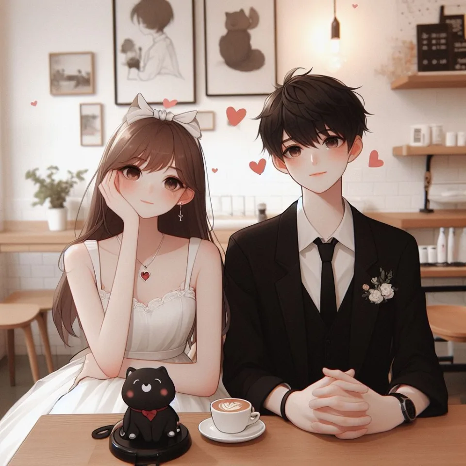 beautiful couple in cafe love couple images with love vibes in city and parpose eachother in the cafe table and enjoy the food ()