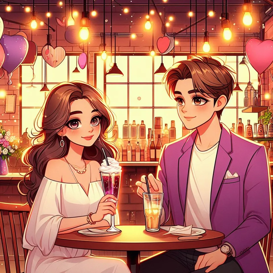 beautiful couple in cafe love couple images with love vibes in city and parpose eachother in the cafe table and enjoy the food ()