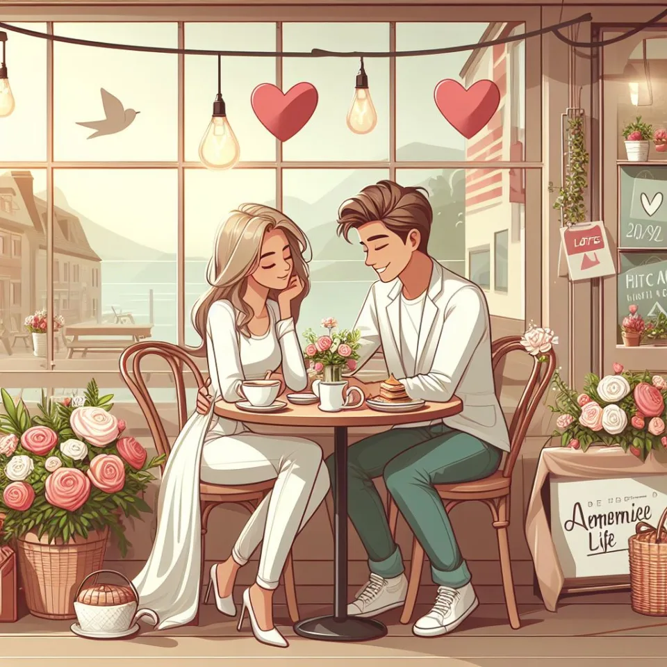 beautiful couple in cafe love couple images with love vibes in city and parpose eachother in the cafe table and enjoy the food ()