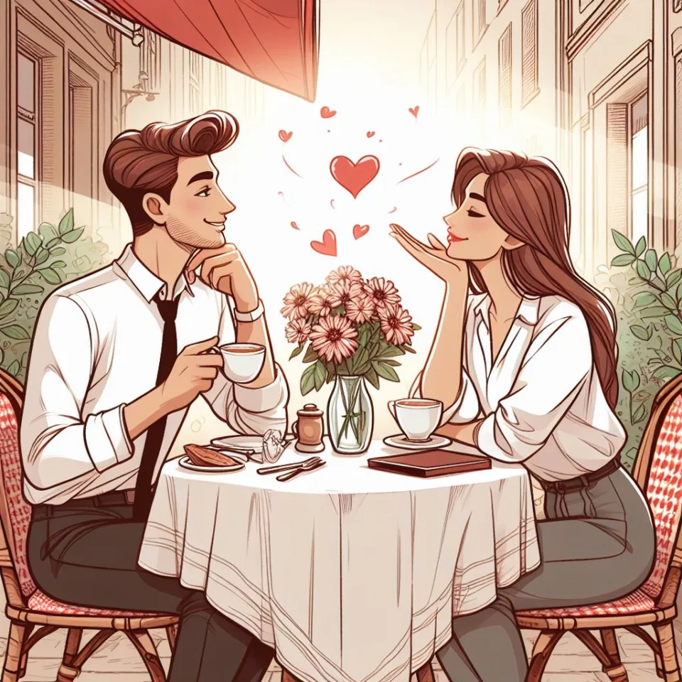 beautiful couple in cafe love couple images with love vibes in city and parpose eachother in the cafe table and enjoy the food ()