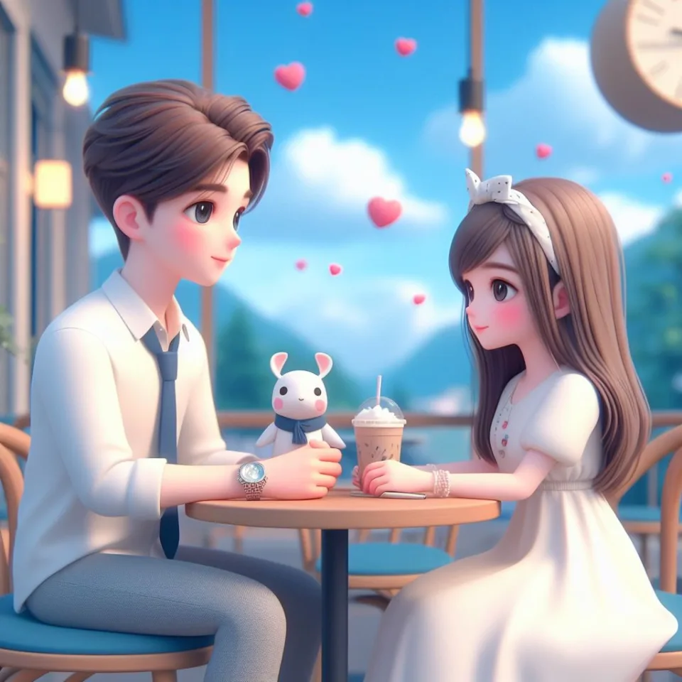 beautiful couple in cafe love couple images with love vibes in city and parpose eachother in the cafe table and enjoy the food ()