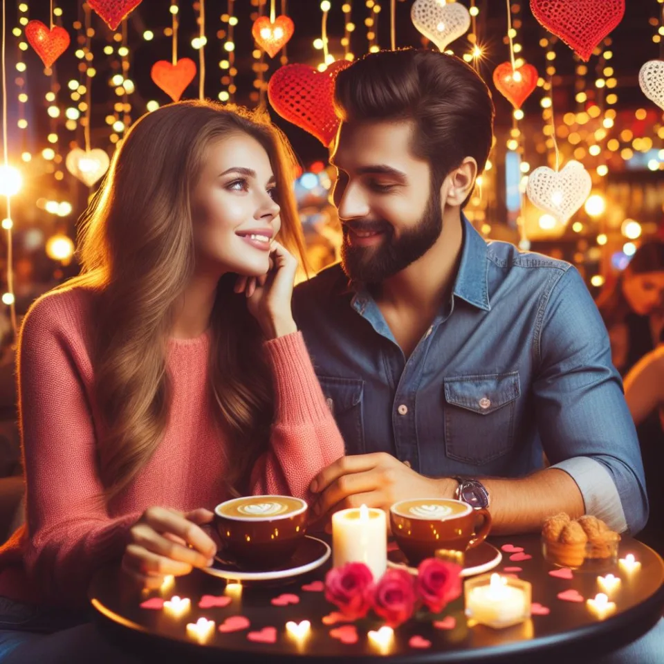 beautiful couple in cafe love couple images with love vibes in city and parpose eachother in the cafe table and enjoy the food ()