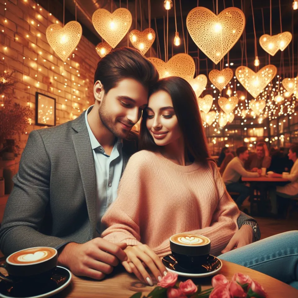 beautiful couple in cafe love couple images with love vibes in city and parpose eachother in the cafe table and enjoy the food ()