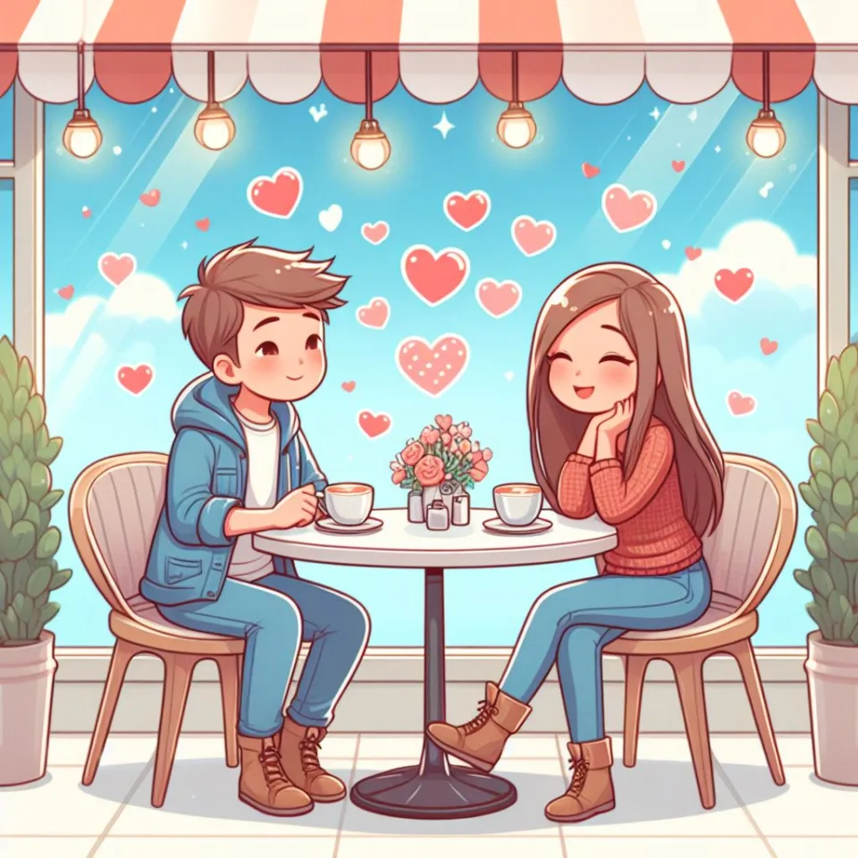 beautiful couple in cafe love couple images with love vibes in city and parpose eachother in the cafe table and enjoy the food ()