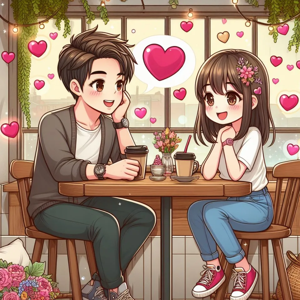 beautiful couple in cafe love couple images with love vibes in city and parpose eachother in the cafe table and enjoy the food ()