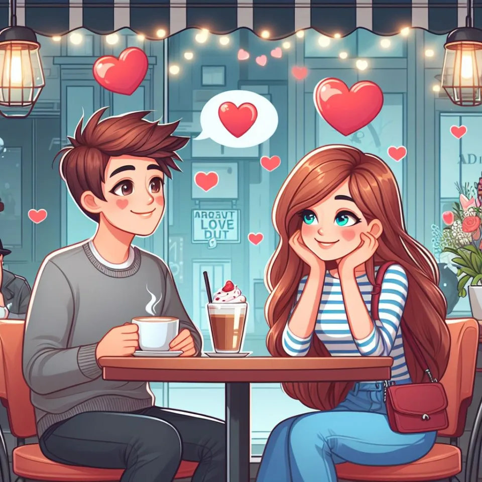 beautiful couple in cafe love couple images with love vibes in city and parpose eachother in the cafe table and enjoy the food ()