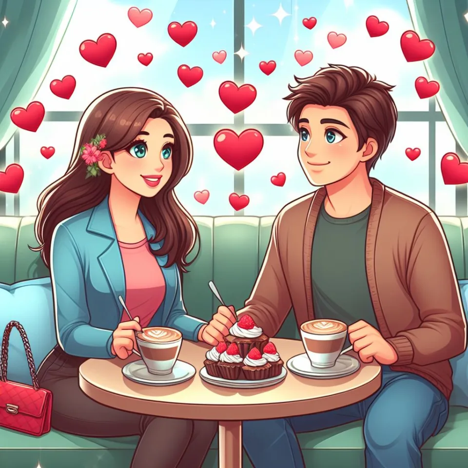 beautiful couple in cafe love couple images with love vibes in city and parpose eachother in the cafe table and enjoy the food ()