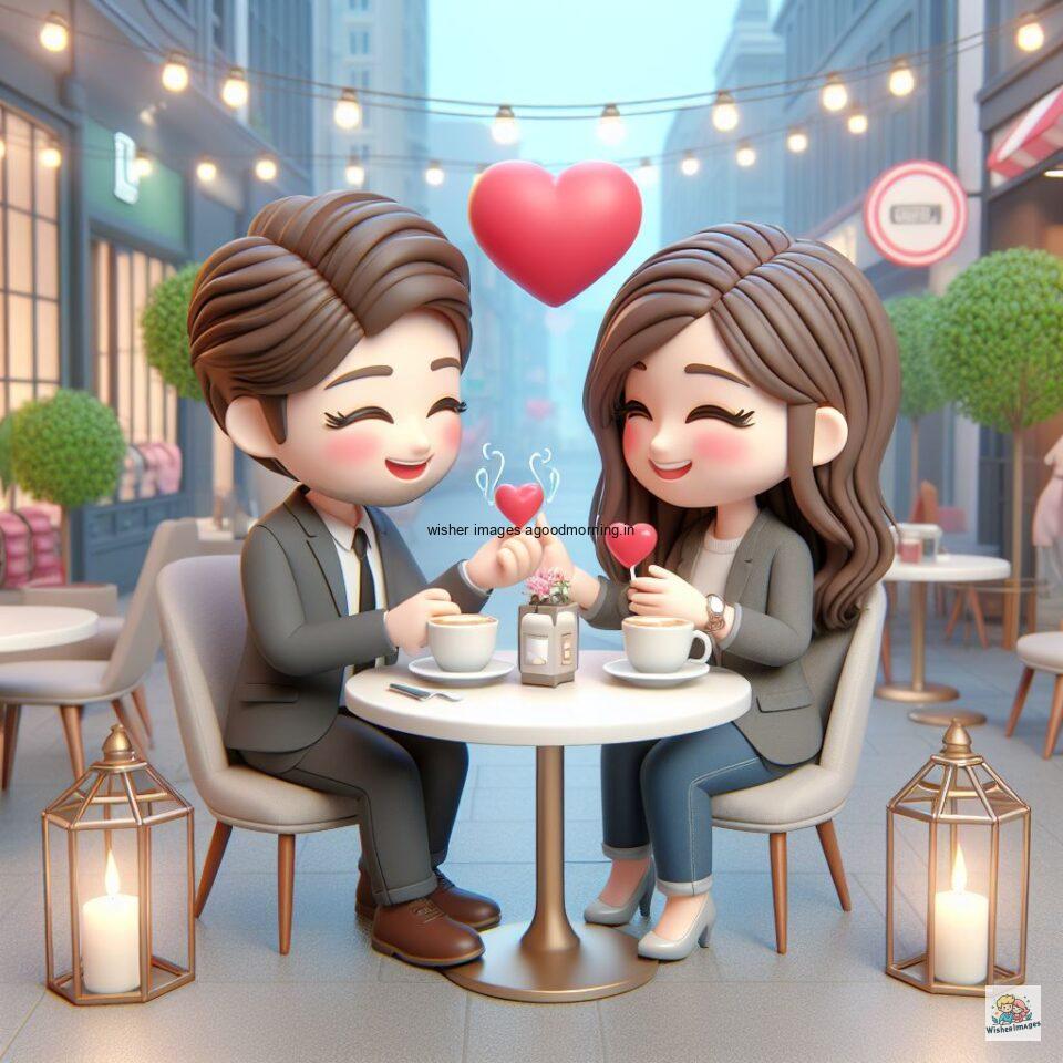 couple love images couple parpose in the middle in the park with flowers d cartoon with love vibes like a Caricature face ()