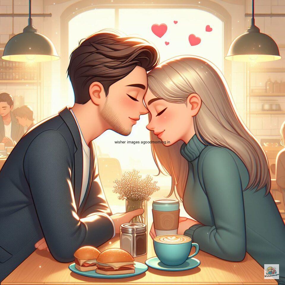 couple love images couple parpose in the middle in the park with flowers d cartoon with love vibes like a Caricature face ()