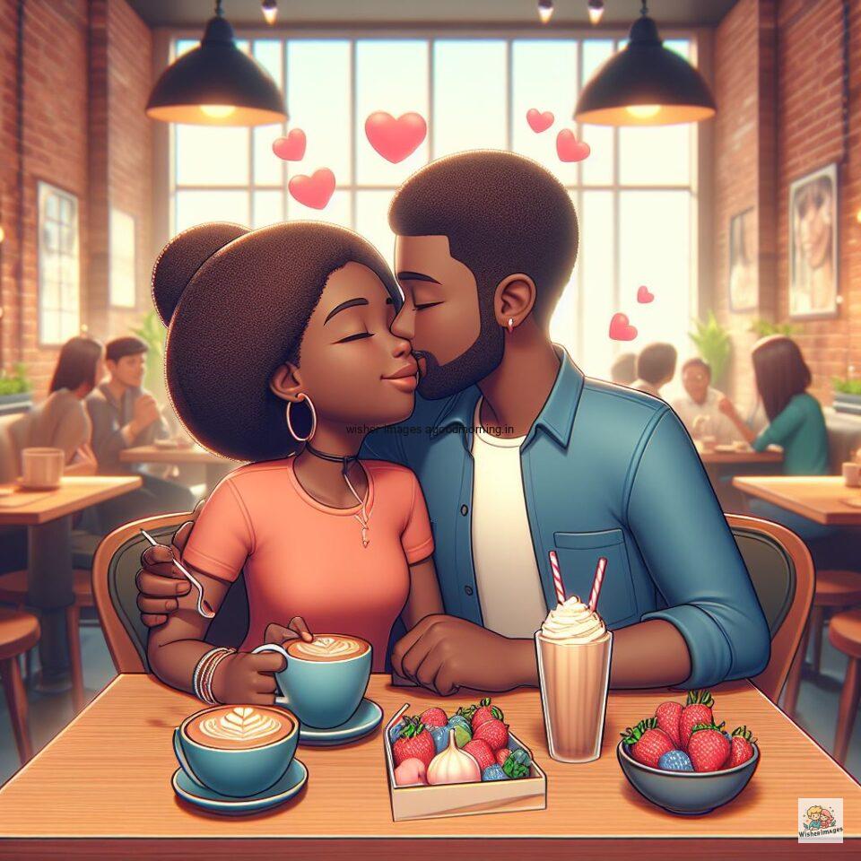 couple love images couple parpose in the middle in the park with flowers d cartoon with love vibes like a Caricature face ()