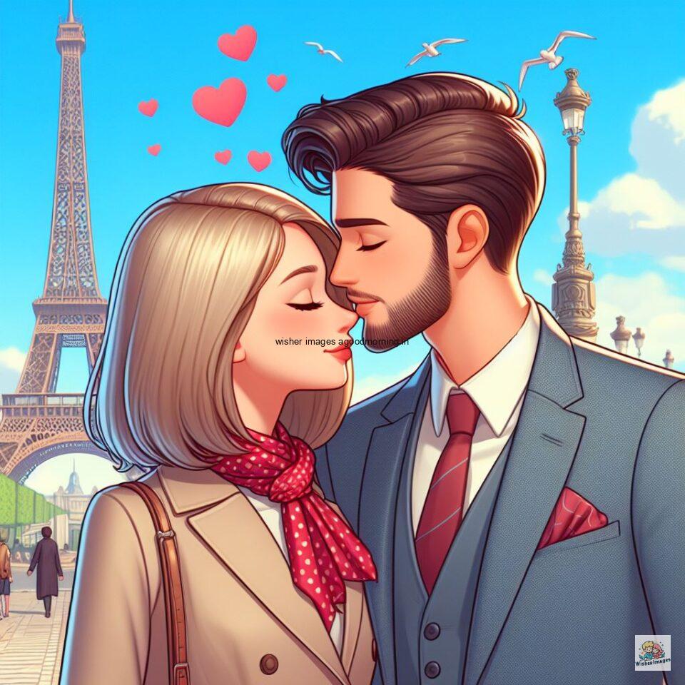 couple love images couple parpose in the middle in the park with flowers d cartoon with love vibes like a Caricature face ()