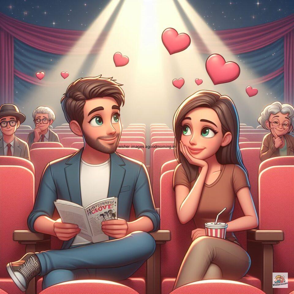 couple seating in theater with eachother with love vibes amazing life amazing lights setup ()