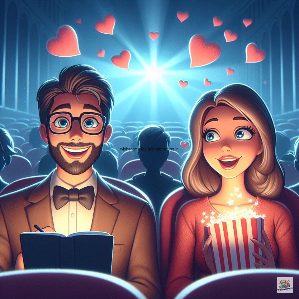 couple seating in theater with eachother with love vibes amazing life amazing lights setup ()