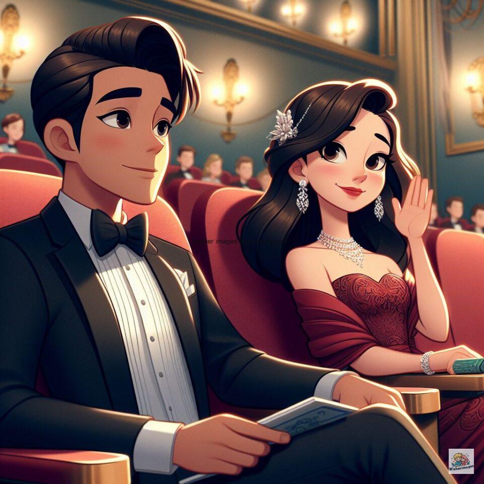 couple seating in theater with eachother with love vibes amazing life amazing lights setup ()