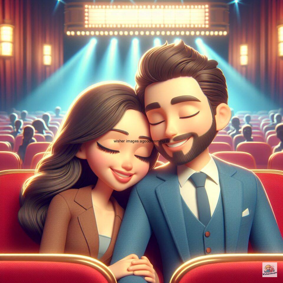 couple seating in theater with eachother with love vibes amazing life amazing lights setup ()