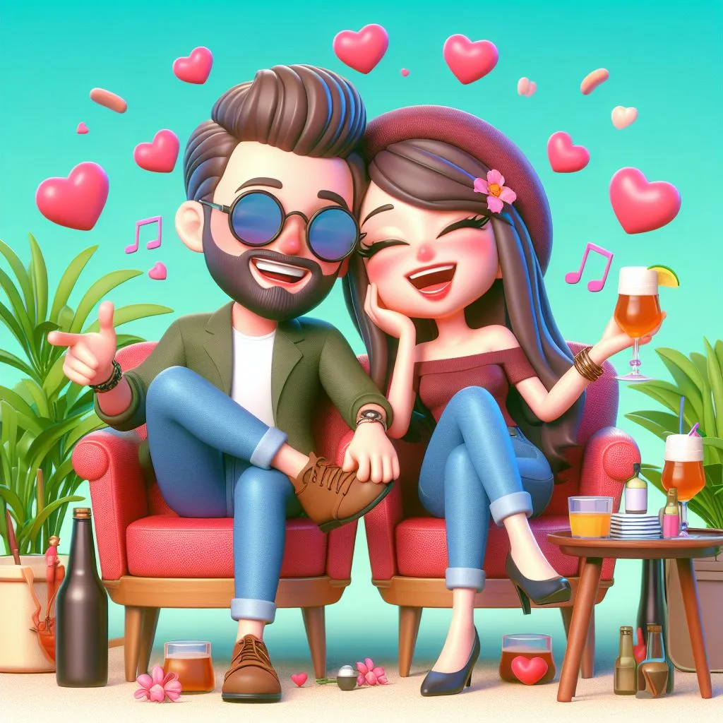 cute couple images cartoon with love vibes ()