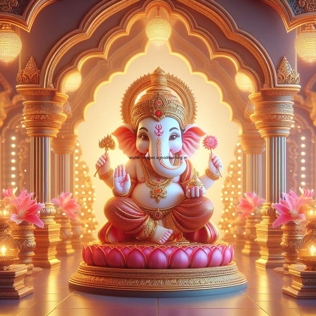 30+ Shree Ganesh ji Photo HD Free Download 3 ganesh ji photo hd beautiful background with flowers setup ganesh ji seating the mandir ()