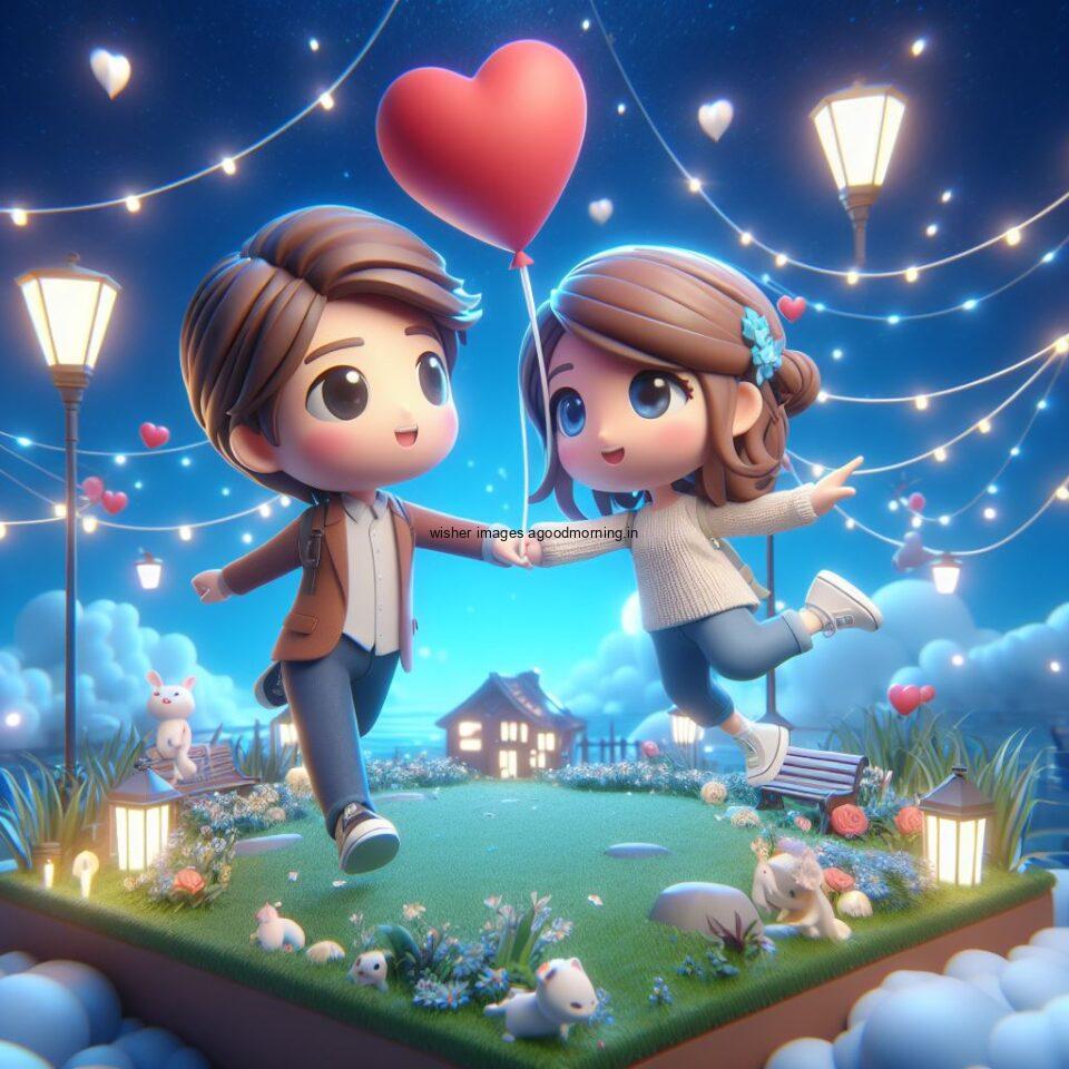 d cute couple images with love vibes couple walks in the park cute dress with lights heart full of enjoyment ()