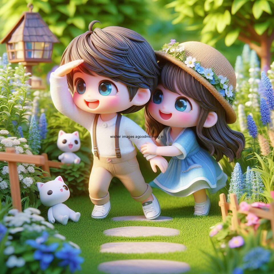 d cute couple images with love vibes couple walks in the park cute dress with lights heart full of enjoyment ()