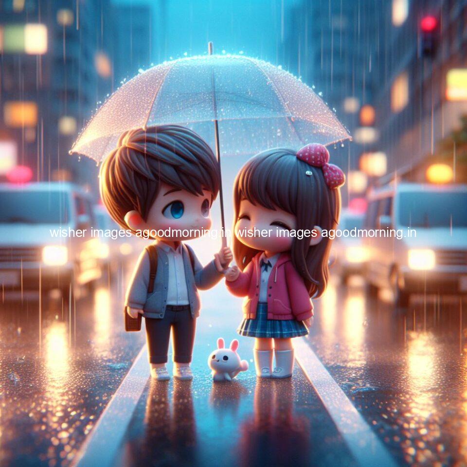 cute d couple dance in the rain in the middle of road enjoy the love movement with amazing lights setup fully d ()