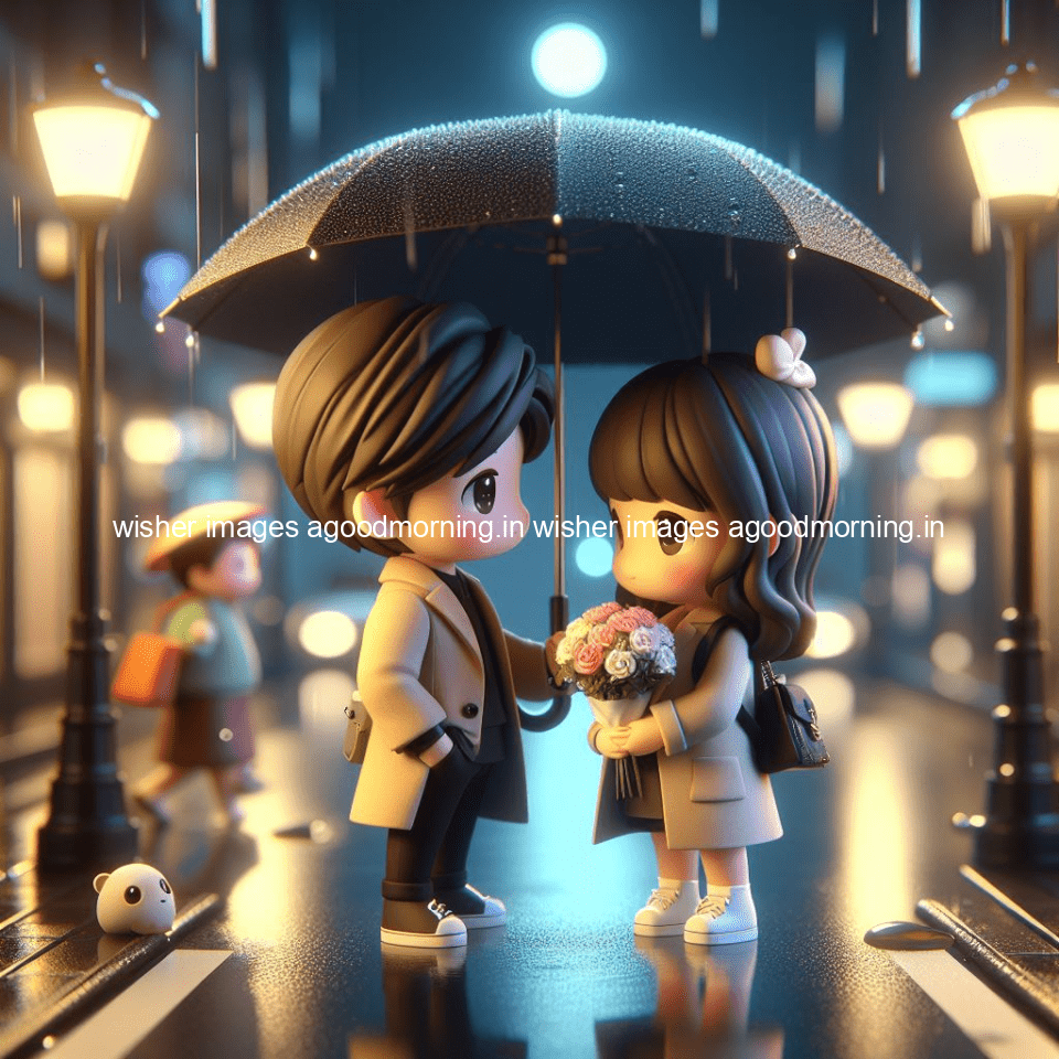 cute d couple dance in the rain in the middle of road enjoy the love movement with amazing lights setup fully d ()