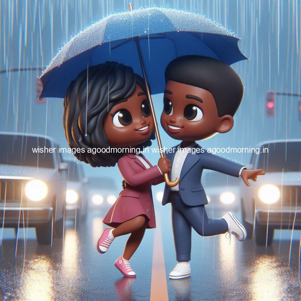 cute d couple dance in the rain in the middle of road enjoy the love movement with amazing lights setup fully d ()