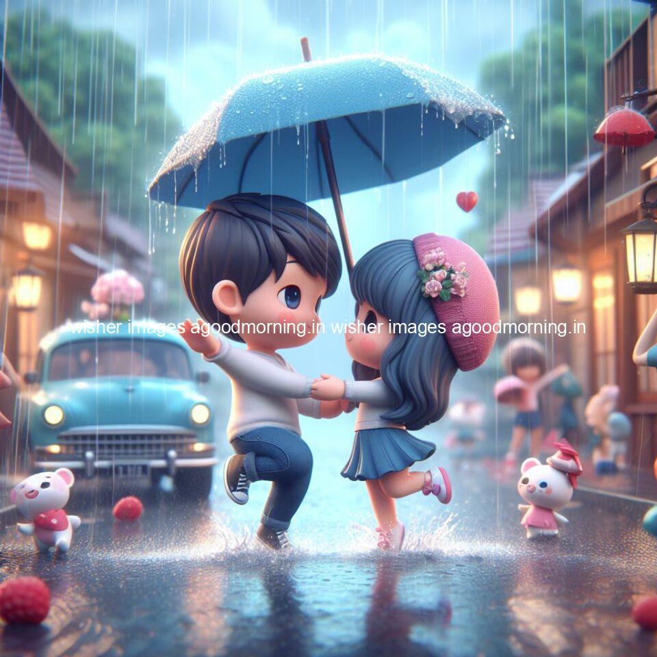 cute d couple dance in the rain in the middle of road enjoy the love movement with amazing lights setup fully d ()