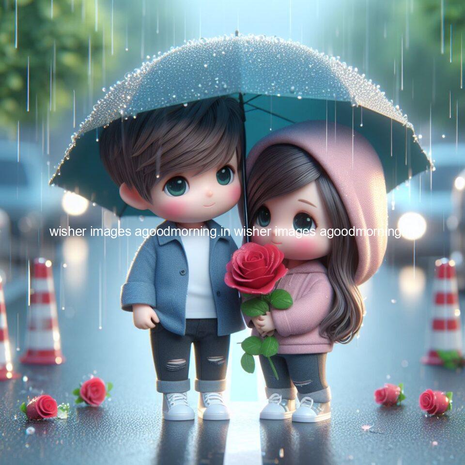 cute d couple dance in the rain in the middle of road enjoy the love movement with amazing lights setup fully d ()