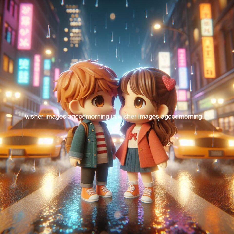 cute d couple dance in the rain in the middle of road enjoy the love movement with amazing lights setup fully d ()