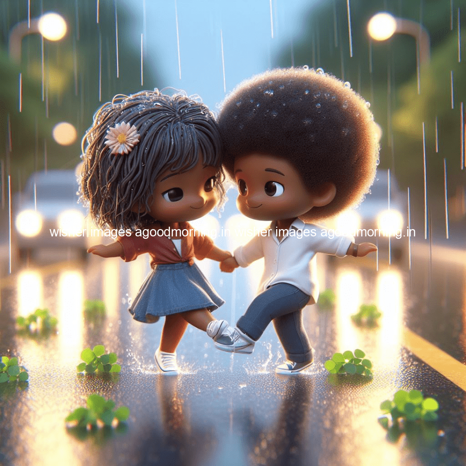 cute d couple dance in the rain in the middle of road enjoy the love movement with amazing lights setup fully d ()