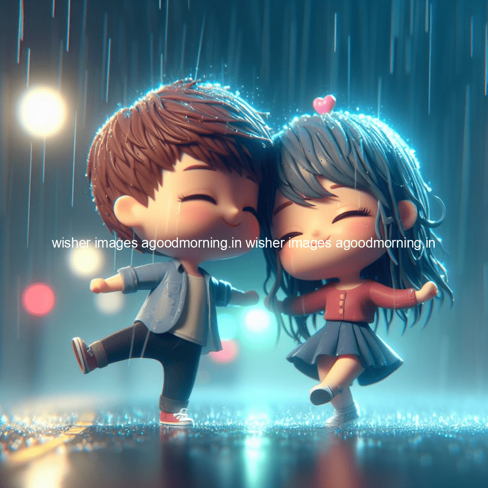 cute d couple dance in the rain in the middle of road enjoy the love movement with amazing lights setup fully d ()