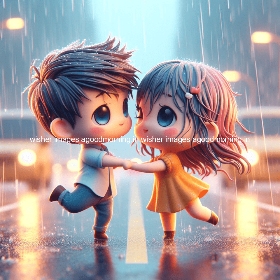 cute d couple dance in the rain in the middle of road enjoy the love movement with amazing lights setup fully d ()