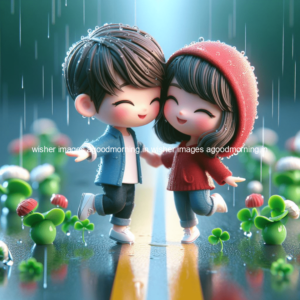 cute d couple dance in the rain in the middle of road enjoy the love movement with amazing lights setup fully d ()