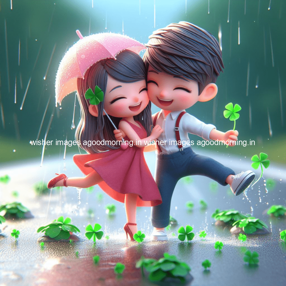 cute d couple dance in the rain in the middle of road enjoy the love movement with amazing lights setup fully d ()