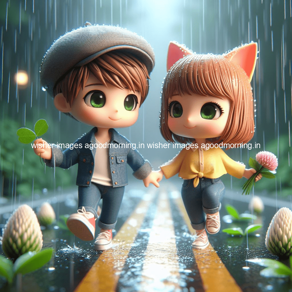 cute d couple dance in the rain in the middle of road enjoy the love movement with amazing lights setup fully d ()