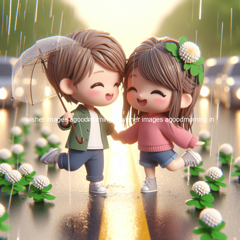 cute d couple dance in the rain in the middle of road enjoy the love movement with amazing lights setup fully d ()