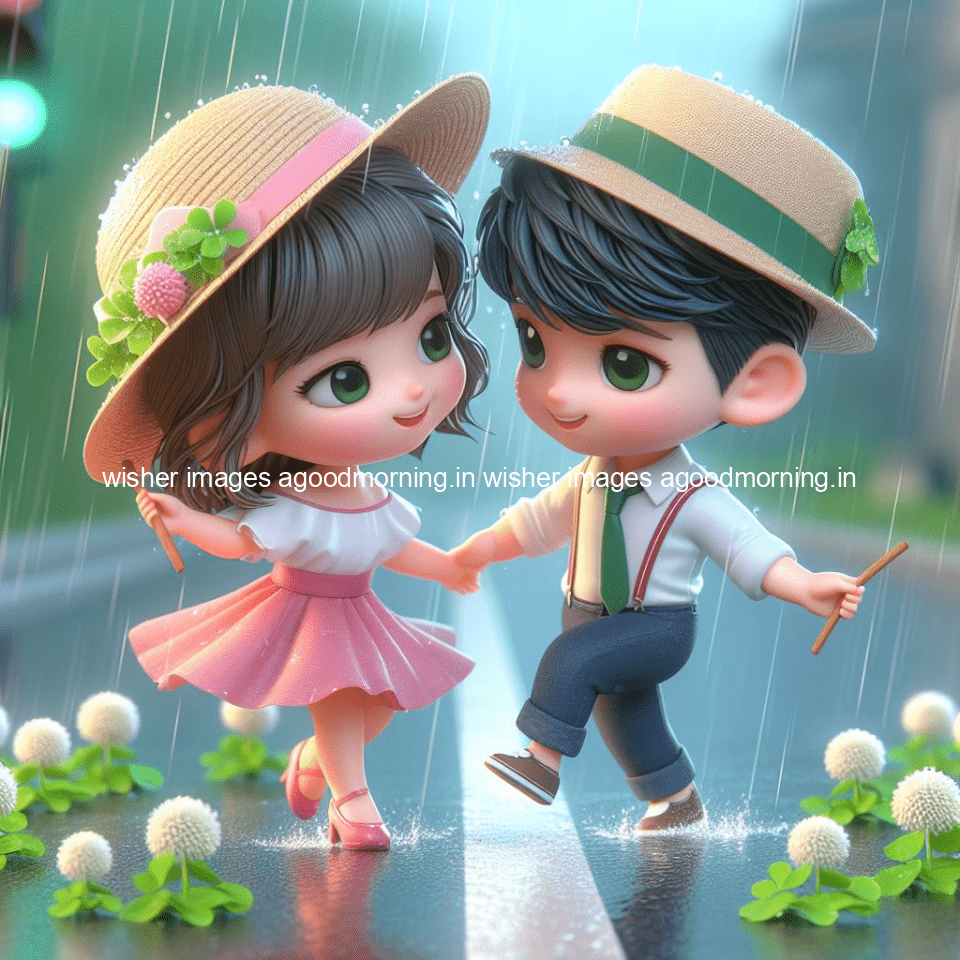 cute d couple dance in the rain in the middle of road enjoy the love movement with amazing lights setup fully d ()