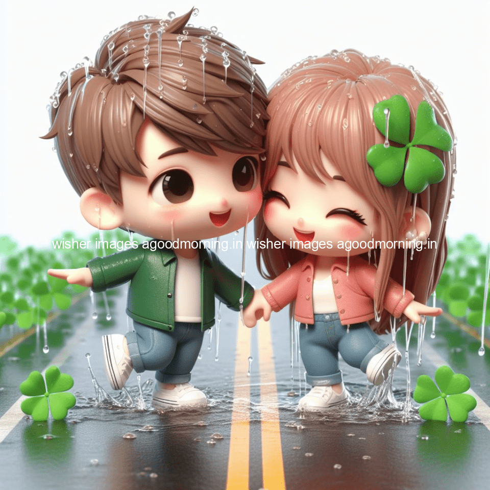 cute d couple dance in the rain in the middle of road enjoy the love movement with amazing lights setup fully d ()