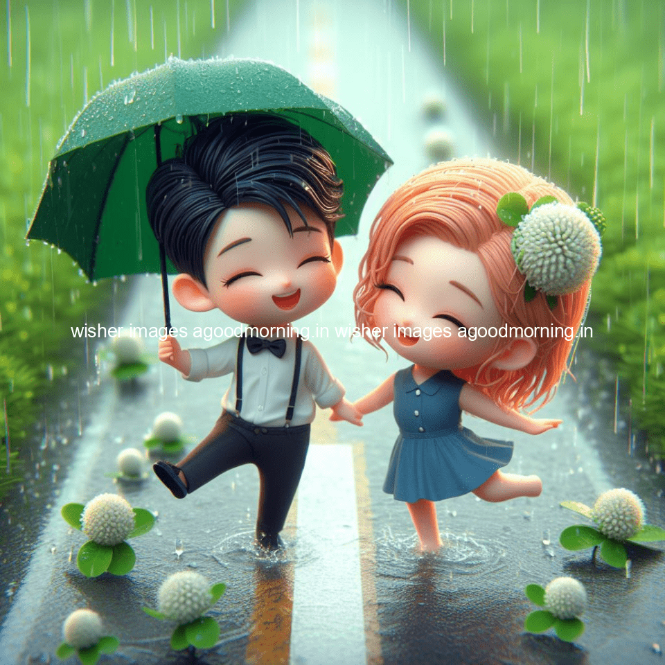 cute d couple dance in the rain in the middle of road enjoy the love movement with amazing lights setup fully d ()