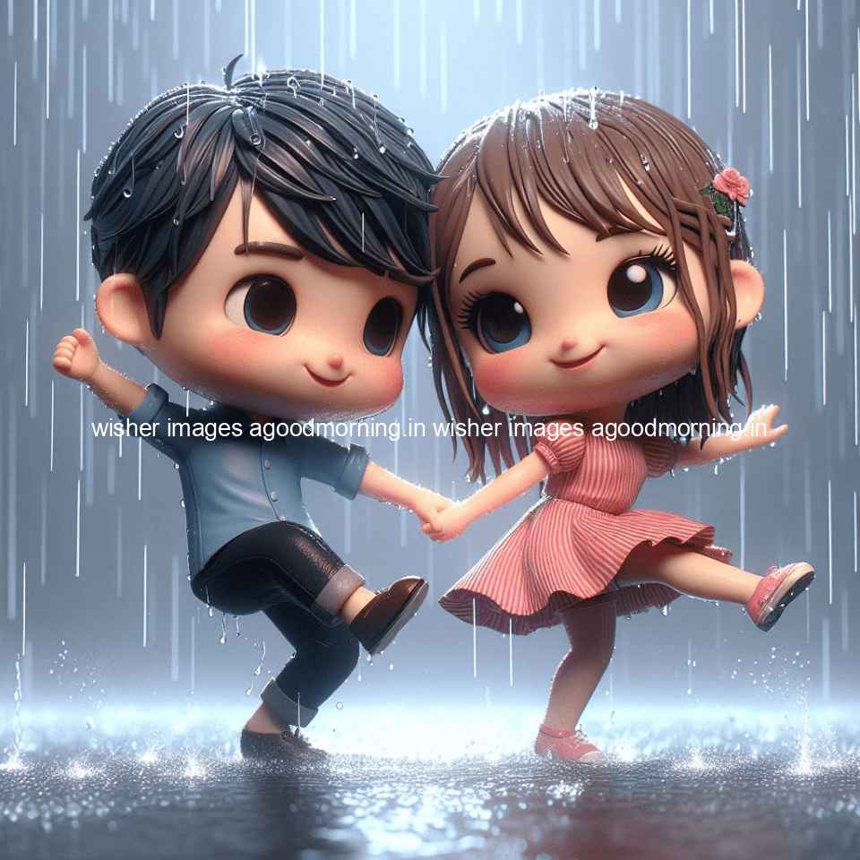 cute d couple dance in the rain in the middle of road enjoy the love movement with amazing lights setup fully d ()