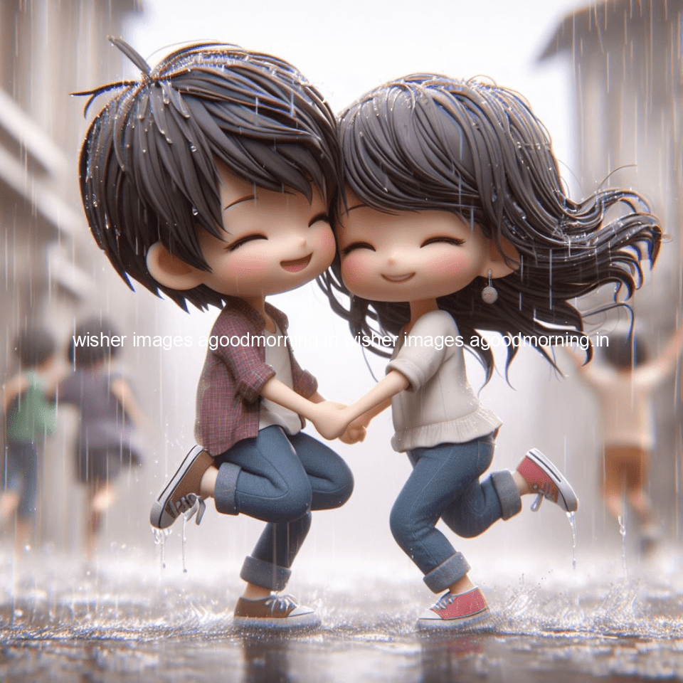 cute d couple dance in the rain in the middle of road enjoy the love movement with amazing lights setup fully d ()