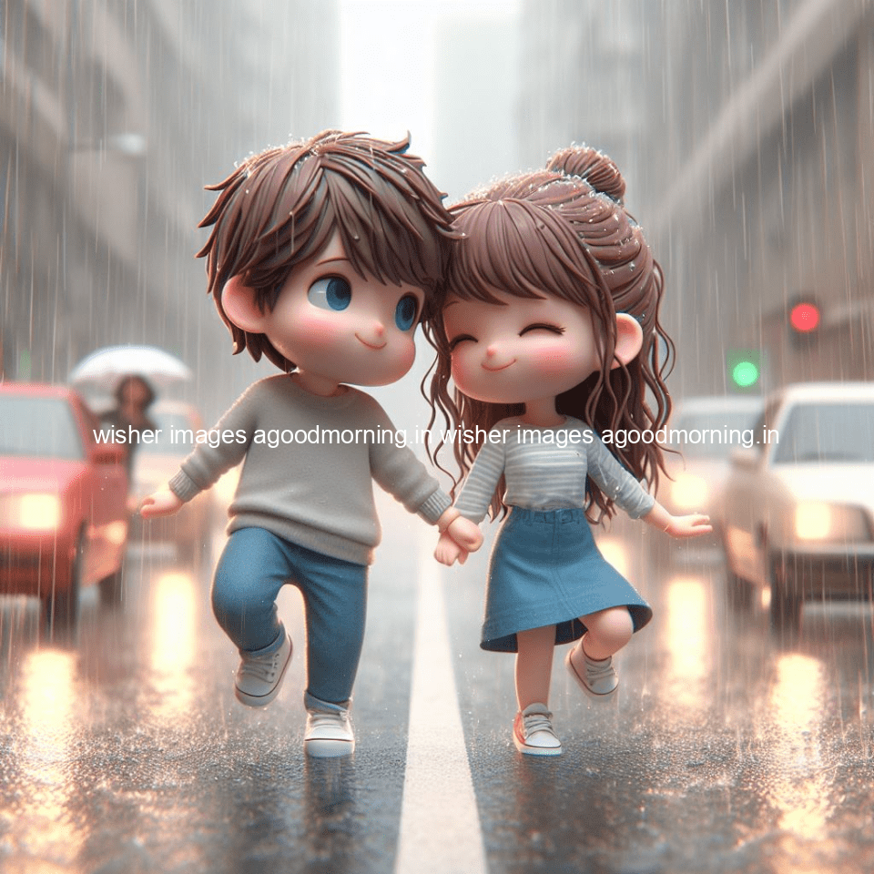 cute d couple dance in the rain in the middle of road enjoy the love movement with amazing lights setup fully d ()