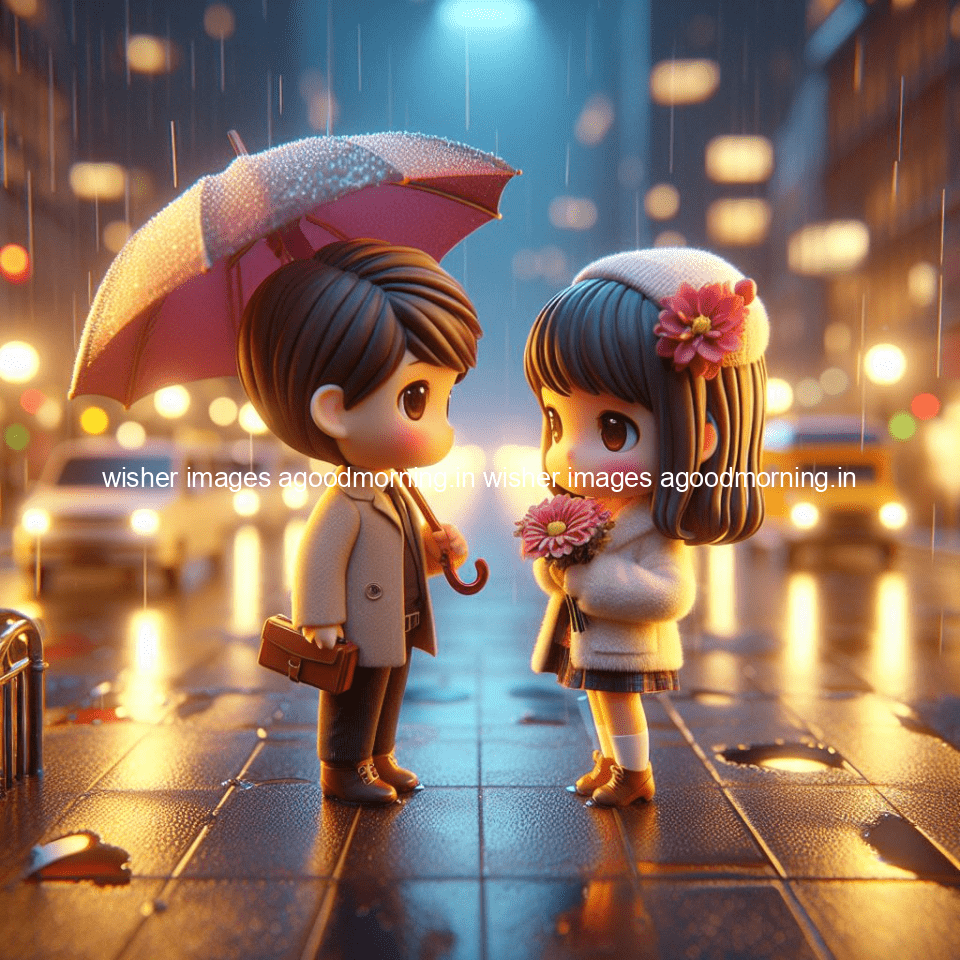 cute d couple dance in the rain in the middle of road enjoy the love movement with amazing lights setup fully d ()