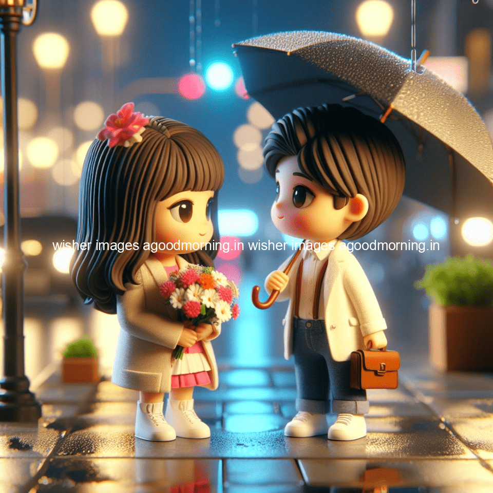 cute d couple dance in the rain in the middle of road enjoy the love movement with amazing lights setup fully d ()