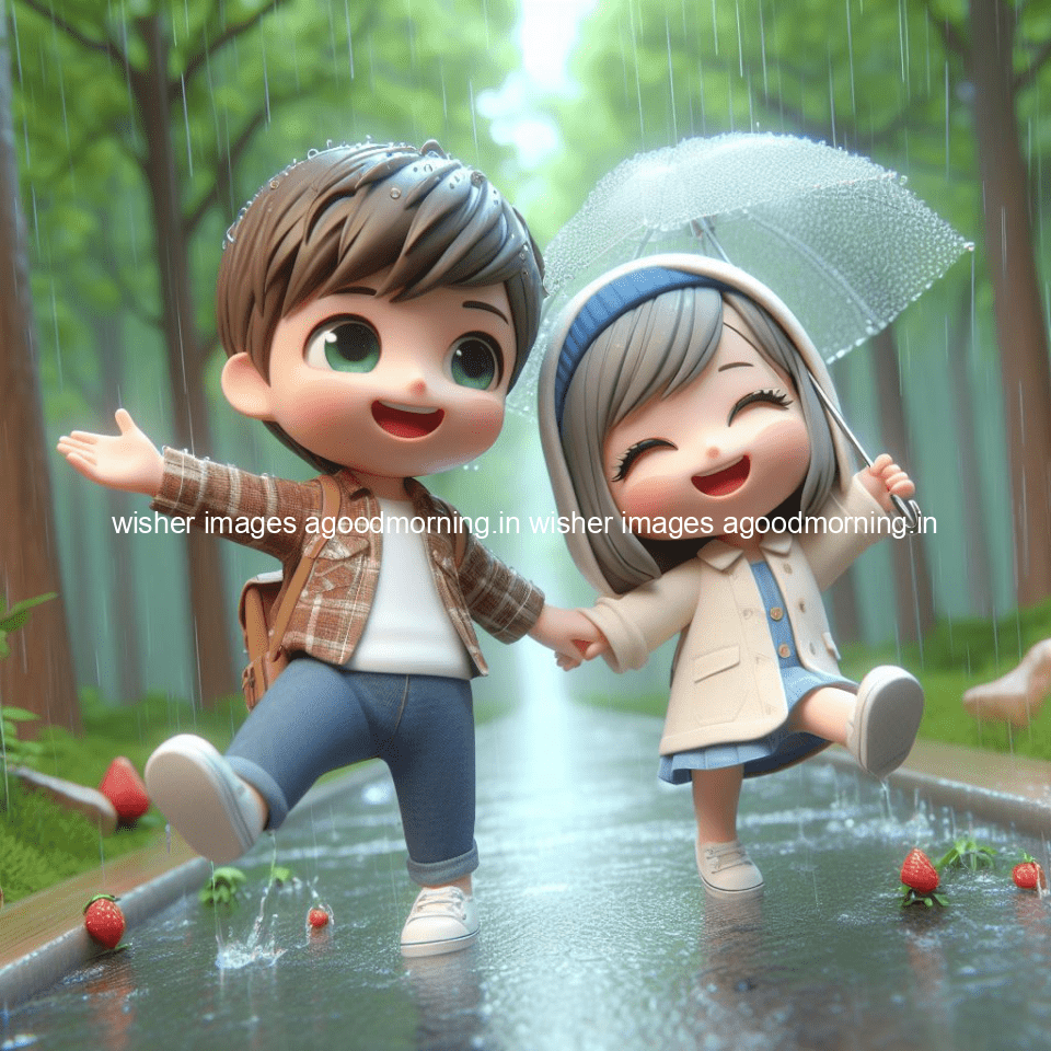 cute d couple dance in the rain in the middle of road enjoy the love movement with amazing lights setup fully d ()