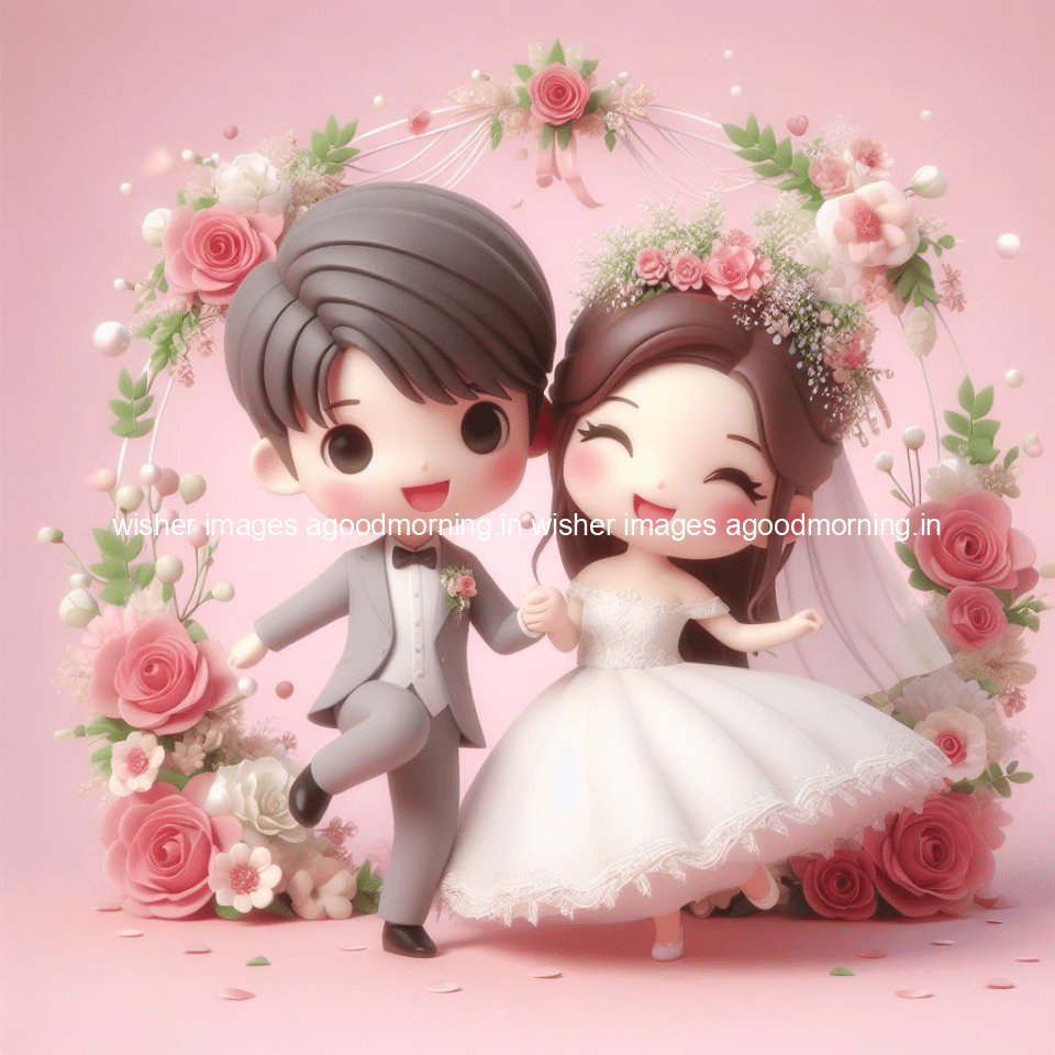 cute d couple wallpaper couple enjoy the wedding with beautiful wedding dress amazing background with flowers and blending colours ()