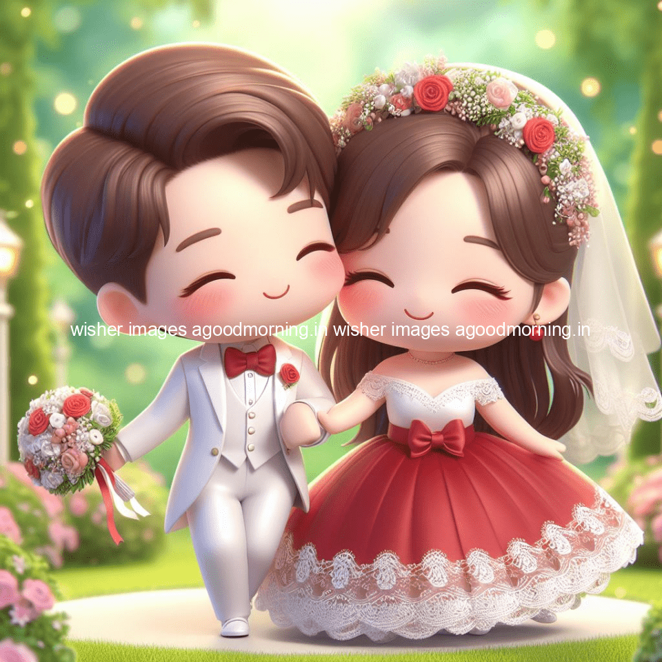 cute d couple wallpaper couple enjoy the wedding with beautiful wedding dress amazing background with flowers and blending colours ()