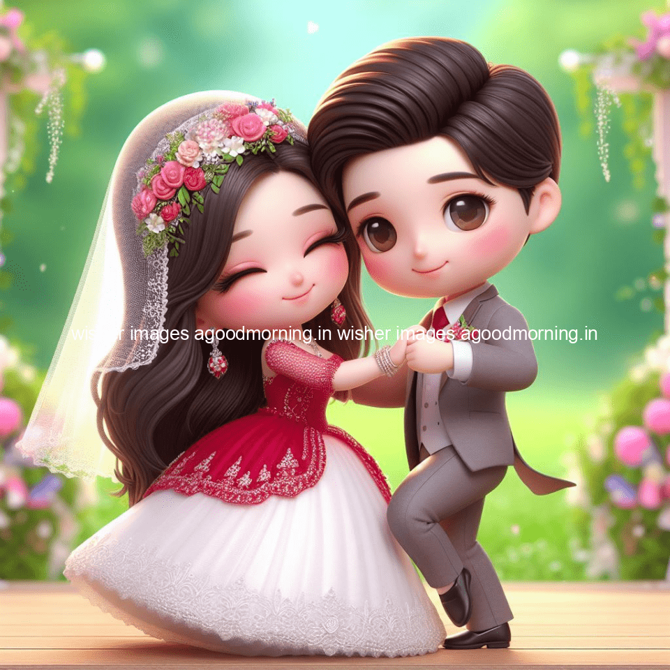 cute d couple wallpaper couple enjoy the wedding with beautiful wedding dress amazing background with flowers and blending colours ()